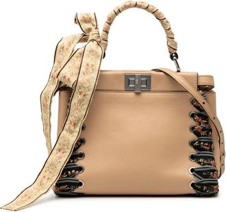 Fendi Pre-owned Fendi Medium Leather Ribbon Whipstitch Peekaboo Satchel 8BN244 N8K F10YA