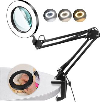 OEM Lupa De 10 Aumentos Con Luz Y Soporte, Lupa Con Luz, 3 Modos De Color Continuo, 10 Niveles De Intensidad Regulable, L&aacute;mpara Led De Escritorio Para Tra