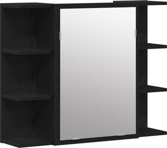 vidaXL Mirror Cabinet Black oak 80 x 20.5 x 64 cm Engineered Wood Vidaxl