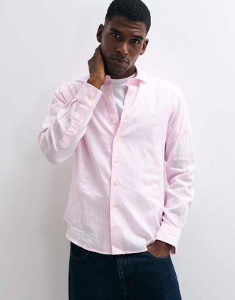 Polo Ralph Lauren Camicia custom fit a maniche lunghe rosa a righe con bottoni
