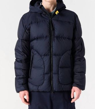 Parajumpers Sento Hooded Down Jacket In Blue Navy