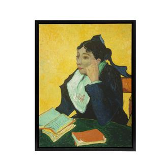 Artery8 Madame Joseph Michel Ginoux Van Gogh Black Framed Canvas Wall Art in Yellow | Size: W24 x H32