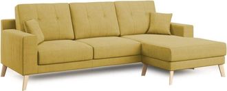 Divani.Store Danish Sof&aacute; Rinconero Moderno Reversible De Tela Suave E Impermeable 237 Cm Amarillo