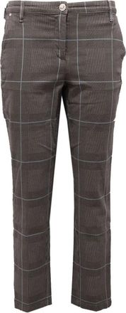 Jacob Cohen Grijs/Blauw Geruite Broek Marina Model - Dames - Straight fit broeken - Grijs - W27 - Broeken