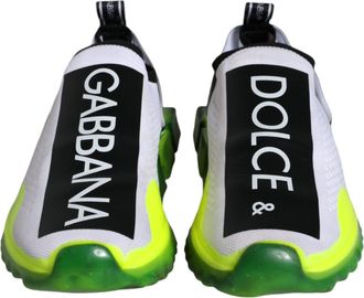 Dolce & Gabbana White Yellow Slip On Sorrento Sneakers Womens Shoes (Pre-Owned)
