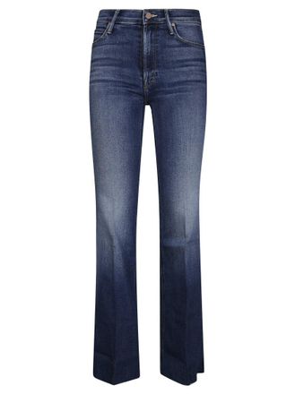 Mother Mid-Rise Flared Denim Jeans With Frayed Hem Detail
