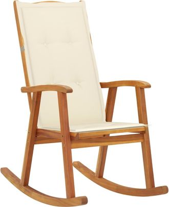 vidaXL Vidaxl - Silla Mecedora Con Cojines Madera Maciza De Acacia