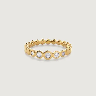 Monica Vinader Gold Solo Graduated Diamond Band Ring Lab Grown Diamond