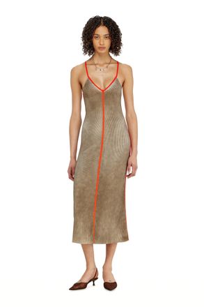 Diesel Rib-knit midi cami dress with contrast bands - Dresses - Woman
