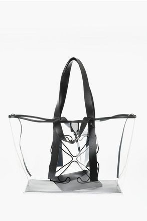 Off-white Womens See-Through Pvc Tote Bag with Leather Details in Black - One Size