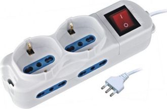 Trade Shop Trade Shop - Electrical Multipres 6 Posties Con Interruttor Y Cavo 4 Italian Spine + 2 Shuko