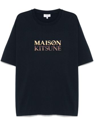 Maison Kitsun&eacute; gradient-logo T-shirt - men - Cotton - L - Blue