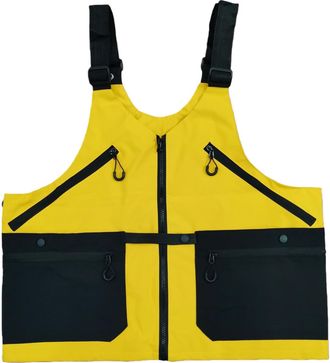 Generic Outdoor 2-in-1 Multifunctional Vest Bag, Men Women Utility Work Vest Backpack Multiple Pockets Lightweight Crossbody Travel Bag (Yellow,Weighing 110-2