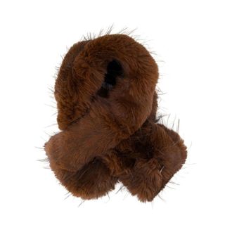 Ganni Estola de piel sint&eacute;tica de pelo recto - Accessories - Mujer - Marr&oacute;n - ONE SIZE