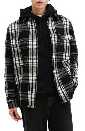 AllSaints Imber Relaxed Fit Check Overshirt in Black/Ecru White at Nordstrom Rack, Size X-Small