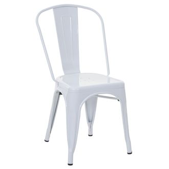 Hhg Hhg - Silla 901, Silla Bistro Apilable, Metal Dise&ntilde;o Industrial Apilable, Blanco