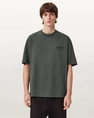 AllSaints Xander Flocked Logo Oversized T-Shirt