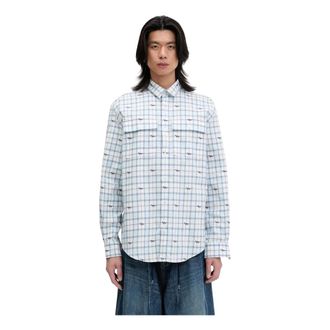 Maison Kitsun&eacute; Hombre, Camisas, Azul, Talla: L