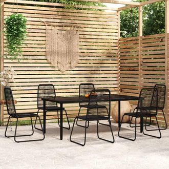 vidaXL Juego De Comedor Para Jard&iacute;n 7 Piezas Negro Vidaxl