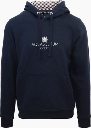 Aquascutum Mens Hooded Neck Lacoste Lettering Sweatshirt - Navy - Size: 2X large