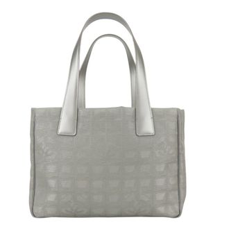 Chanel New Travel Line Silver Jacquard Nylon Tote Bag (Pre-Owned)