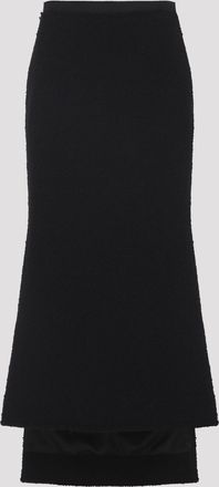 Lanvin Womens Black Asymmetric Straight-fit Virgin Wool Skirt - Size EU 38 (Womens)