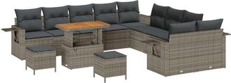 vidaXL Garden Sofa Set with Storage 13 pcs Grey Poly rattan Vidaxl