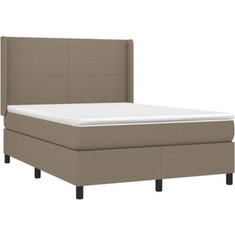 vidaXL Vidaxl - Cama Box Spring Con Colch&oacute;n Tela Gris Taupe 140x190 Cm