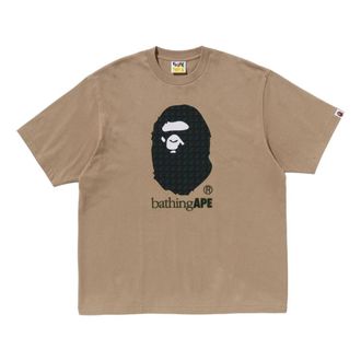 A Bathing Ape Sta Houndstooth by Bathing Ape Relaxed Fit Tee Beige 1K80-110-329-BEIGE