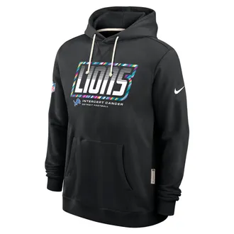 Nike Detroit Lions Crucial Catch Sideline Standard Issue Nike Mens Dri-FIT NFL Pullover Hoodie in Black | 03AZ00AZUB-F9R