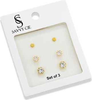 Savvy Cie Jewels 3-Pack Assorted Stud Earrings in Yellow at Nordstrom Rack