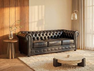 Vente-Unique Divano CHESTERFIELD 3 posti in similpelle Nero