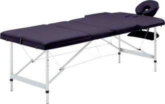 vidaXL Camilla De Masaje Plegable De 3 Secciones Acero Inoxidable Color Morado 020001828