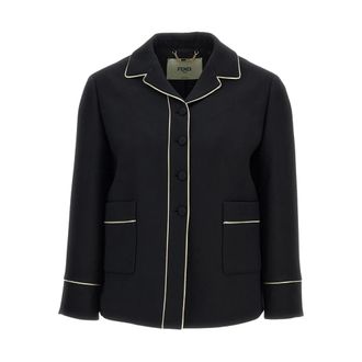 Fendi Tailored Jacket with Pajama Collar - female - Fendi - Light Jackets - Black - XS - Jackets