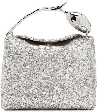 Erdem Bloom Mini Sequin-embellished top Handle bag - Silver - One Size