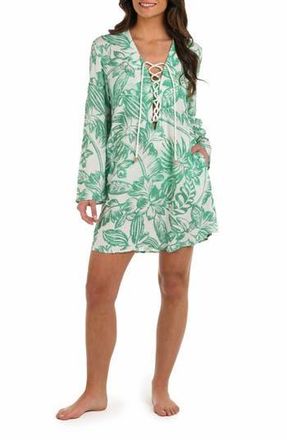 La Blanca Batiki V-Neck Cover-Up Tunic in Eucalyptus at Nordstrom Rack, Size X-Small