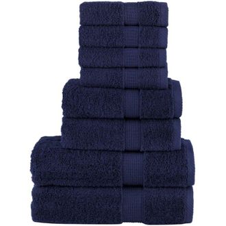 vidaXL Set ASciugamani solund 8 pz Blu Navy 600 gsm - Vidaxl