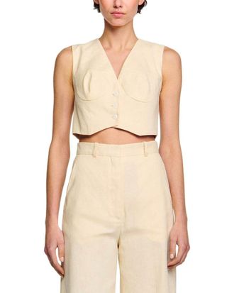 Sandro Cangie Linen-Blend Top