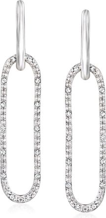 Ross-Simons Diamond Paper Clip Link Removable Hoop Drop Earrings in Sterling Silver