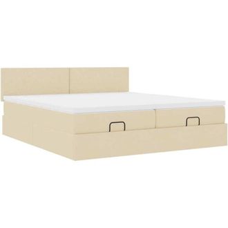 vidaXL Estructura De Cama Otomana Con Colchones Tela Crema 180x200cm Vidaxl