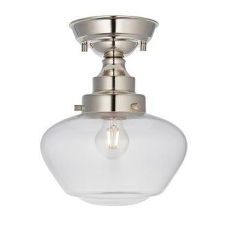 Netlighting Camberley Bowl Semi Flush Ceiling Light Glass 1x E27 in Silver