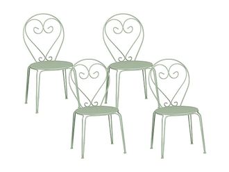 Vente-Unique Conjunto de 4 sillas de jard&iacute;n apilables de metal GUERMANTES - Verde almendra