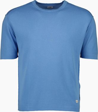 C.P. Company Mens Sea Island Knitted T-Shirt - Blue - Size: 44