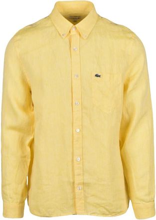 Lacoste Casual Shirt - Heren - Casual Overhemden - Geel - XL - Linnen - Overhemden