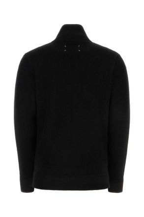 Maison Margiela Mens Black Cotton Blend Cardigan 900f Tessuto Primario: Cotone Lana Maglie Sweater