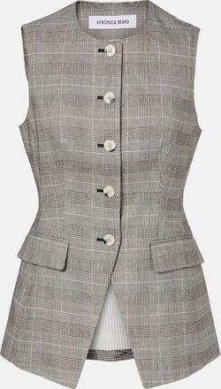 Veronica Beard Lois checked linen-blend vest