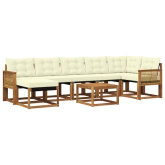 vidaXL Conjunto De Sof&aacute;s De Exterior Con Coj&iacute;n 8 Pcs Natural Y Crema Vidaxl