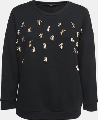 Max Mara Black Knit Embellished Pullover S