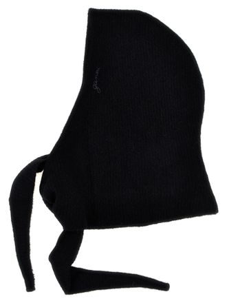 Ganni Logo-Embroidered Alpaca Blend Hood - Black