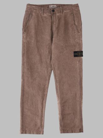 Stone Island Straight-Leg Grey Trousers with Textured Fabric and Distinctive Patch